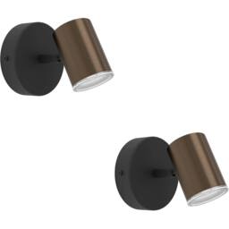 Loops 2 PACK Sleek Bronze / Black LED Ceiling Spotlight - Bathroom Lighting