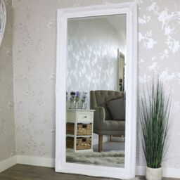 Melody Maison Extra Large White Ornate Wall/Floor Mirror 158cm X 78cm - Size: 158 cm X 78 cm - thumbnail 2