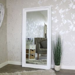 Melody Maison Extra Large White Ornate Wall/Floor Mirror 158cm X 78cm - Size: 158 cm X 78 cm - thumbnail 3