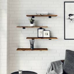 Berkfield Home Wall Shelves 4 pcs Smoked Oak 60x20x1.5 cm Engineered Wood in Brown - thumbnail 1