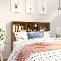 Berkfield Home Headboard Cabinet Brown Oak 120x19x103.5 cm - thumbnail 1
