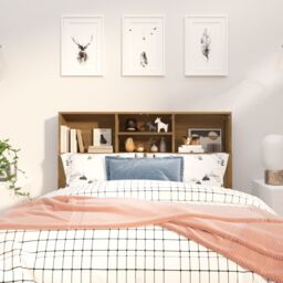 Berkfield Home Headboard Cabinet Brown Oak 120x19x103.5 cm - thumbnail 3