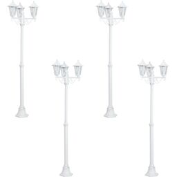 Loops 4 PACK IP44 Outdoor Bollard Light White Aluminium Lantern 3 Arm 60W E27 Post - thumbnail 1