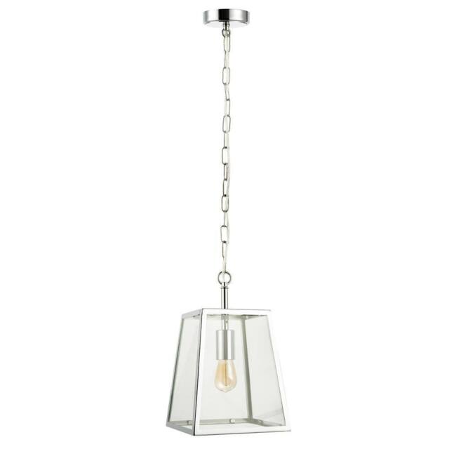 Happy Homewares Classic Lantern Pendant Light Fitting with Clear Glass Sides in Silver - image 1