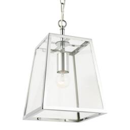 Happy Homewares Classic Lantern Pendant Light Fitting with Clear Glass Sides in Silver - thumbnail 4