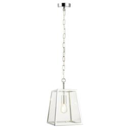 Happy Homewares Classic Lantern Pendant Light Fitting with Clear Glass Sides in Silver - thumbnail 2