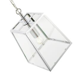 Happy Homewares Classic Lantern Pendant Light Fitting with Clear Glass Sides in Silver - thumbnail 3