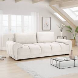 Furnishings For Less UK Zura Cream Fabric Large 3 + 2 Sofa Suite Pillow Back Wooden Legs - thumbnail 5