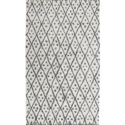 Wyld and Coco Hand-Tufted Cotton Rug Off-White Black Geometric 80 x 150 cm in White - Size: 80 cm x 150 cm - thumbnail 2