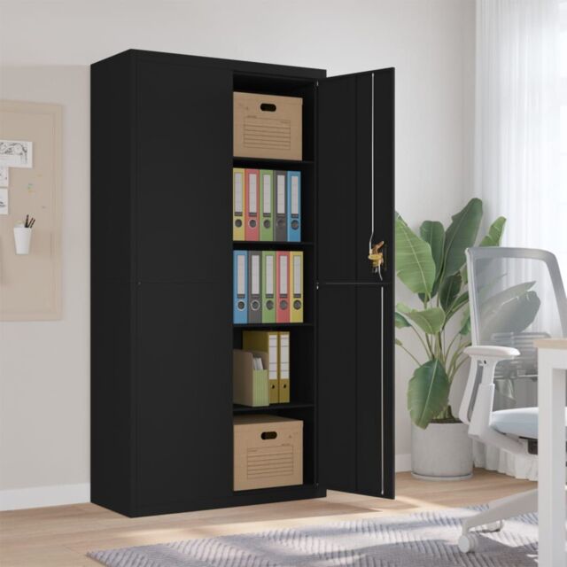 Berkfield Home File Cabinet Black 90x40x180 cm Steel - Size: 90 x 40 x 180 cm - image 1
