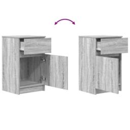 Berkfield Home Bedside Cabinet Grey Sonoma 39x35x65 cm Engineered Wood - Size: 39 x 35 x 65 cm - thumbnail 9