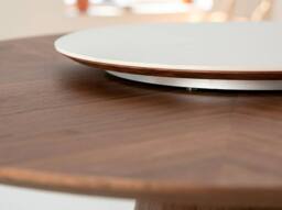 Angel Cerda Model Round Walnut Dining Table with Rotating Marble in Brown - thumbnail 5