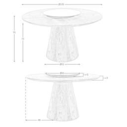 Angel Cerda Model Round Walnut Dining Table with Rotating Marble in Brown - thumbnail 8