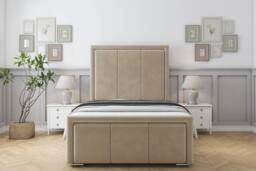 "Sloomy Lancaster Coniston Frame-Mattress - 50"" Upholstered Headboard in Cream - Size: Super King" - thumbnail 1