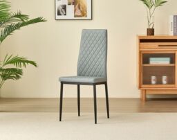 Outdoor Living Emily Leather Comfort Dining Chairs - Grey - Set of 4