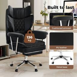 FORGEVIO Executive Office Chair Ergonomic High Back Spring Cushion in Black - thumbnail 2