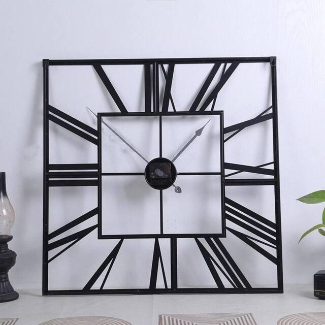 KORVIXA 60cm Large Black Square Metal Roman Numerals Wall Clock - Size: 100 cm x 100 cm - image 1