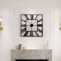 KORVIXA 60cm Large Black Square Metal Roman Numerals Wall Clock - Size: 100 cm x 100 cm - thumbnail 3