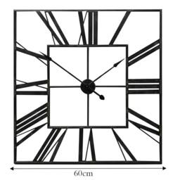 KORVIXA 60cm Large Black Square Metal Roman Numerals Wall Clock - Size: 100 cm x 100 cm - thumbnail 2