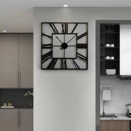 KORVIXA 60cm Large Black Square Metal Roman Numerals Wall Clock - Size: 100 cm x 100 cm - thumbnail 5