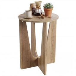 HOMCOM Round Side Table, End Table with Curved Legs Coffee Wood Effect in Brown - thumbnail 2
