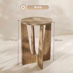 HOMCOM Round Side Table, End Table with Curved Legs Coffee Wood Effect in Brown - thumbnail 3