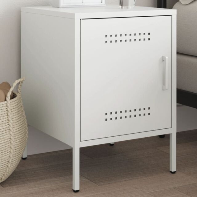 Berkfield Home Bedside Cabinet White 36x39x50.5 cm Steel - image 1