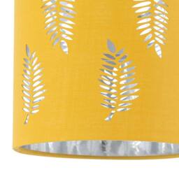 First Choice Lighting Chrome Two Ball Table Lamp with Ochre Mustard Fern Shade in Silver - thumbnail 3