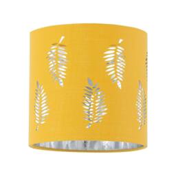 First Choice Lighting Chrome Two Ball Table Lamp with Ochre Mustard Fern Shade in Silver - thumbnail 2