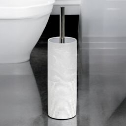 Showerdrape Bianco Frost Onyx White Striped Toilet Brush & Holder