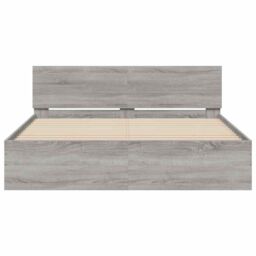 Berkfield Home Bed Frame with Headboard & LED Grey Sonoma 150x200 cm King Size - thumbnail 7