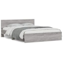 Berkfield Home Bed Frame with Headboard & LED Grey Sonoma 150x200 cm King Size