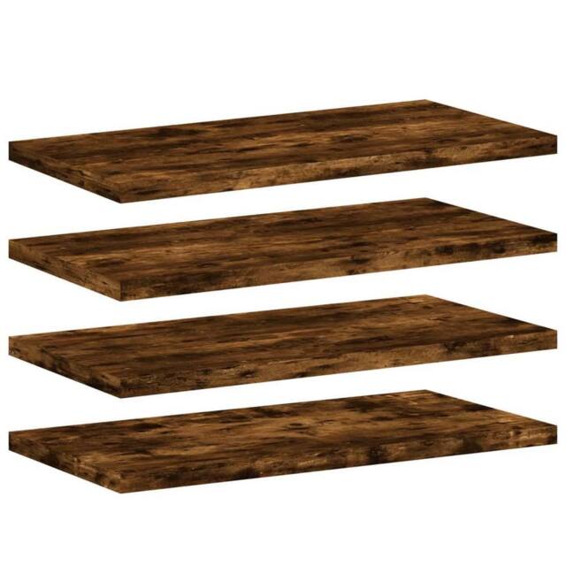 Berkfield Home Wall Shelves 4 pcs Smoked Oak 40x20x1.5 cm Engineered Wood in Brown