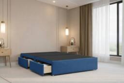 "Nexus Mattresses Ltd Amalfi Plush Divan Bed Base 2 Drawers Same Side - 26"" Headboard in Blue - Size: Small Double" - thumbnail 4