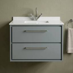 Balterley 800mm Wall Hung 2 Drawer Vanity & Marble Worktop Basin - Coastal Grey - thumbnail 3