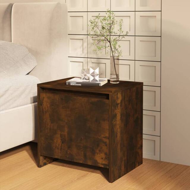 Berkfield Home Elegant Bedside Cabinets 2 pcs Smoked Oak 45x34x44.5 cm Engineere in Brown - image 1