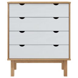 Berkfield Home Drawer Cabinet OTTA Brown&White 76.5x39.5x90cm Solid Wood Pine in White - Size: 76.5x39.5x90 cm - thumbnail 3