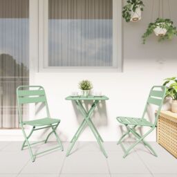 Berkfield Home Folding Garden Chairs 2 pcs Light Mint 42x52x82 cm Powder-coated Steel in Green - Size: 42 x 52 x 82 cm - thumbnail 3