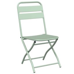 Berkfield Home Folding Garden Chairs 2 pcs Light Mint 42x52x82 cm Powder-coated Steel in Green - Size: 42 x 52 x 82 cm - thumbnail 4