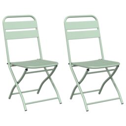 Berkfield Home Folding Garden Chairs 2 pcs Light Mint 42x52x82 cm Powder-coated Steel in Green - Size: 42 x 52 x 82 cm - thumbnail 2