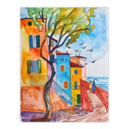 "Artery8 Travel Italy Rimini Colourful Seaside Houses Wall Art Print - Size: W24"" x H32""" - thumbnail 1