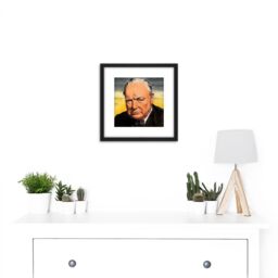 Artery8 Timym Portrait UK Prime Minister Winston Churchill Painting 8X8 Inch Square Wooden Framed Wall Art Print Picture with Mount in Black - thumbnail 2