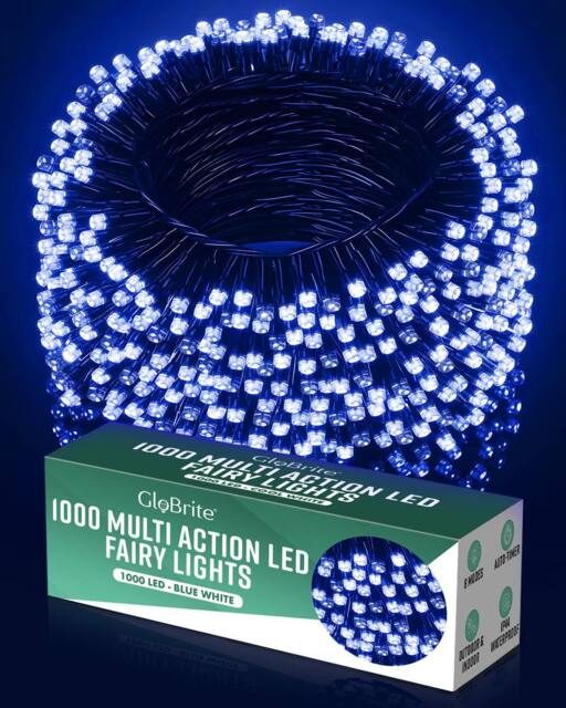 Globrite Blue White Fairy Lights 100m 1000LED String Lights for Indoor & Outdoor Decoration - image 1