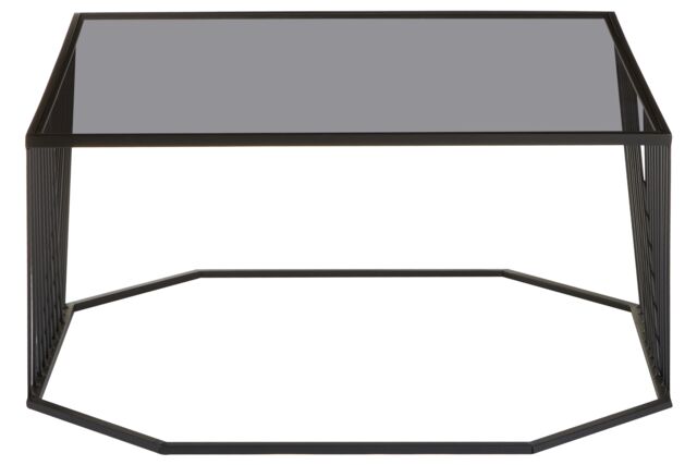 Orsina Stylish Grey Glass Top Black Coffee Table with Openwire Frame, Coffee Table For Living Room & Hallway - image 1