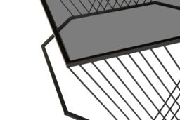 Orsina Stylish Grey Glass Top Black Coffee Table with Openwire Frame, Coffee Table For Living Room & Hallway - thumbnail 5