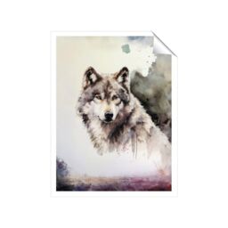 "Warren Reed - Designer Loyal Wolf Watercolour Unframed Art Print - Size: W8"" x H10""" - thumbnail 1
