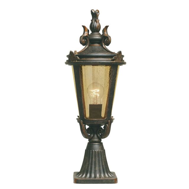 Loops Outdoor IP44 1 Bulb Wall Ground Pedestal Weathered Bronze LED E27 100W