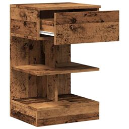 Berkfield Home Bedside Cabinets 2 pcs Old Wood 40x35x65 cm Engineered Wood in Brown - Size: 40 x 35 x 65 cm - thumbnail 7