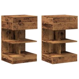 Berkfield Home Bedside Cabinets 2 pcs Old Wood 40x35x65 cm Engineered Wood in Brown - Size: 40 x 35 x 65 cm - thumbnail 2