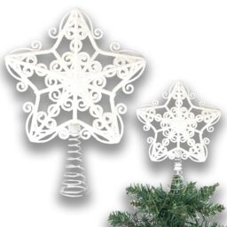 Shatchi Christmas Glitter Star Tree Topper - Sparkling Star Decoration for Xmas Tree in White - thumbnail 1